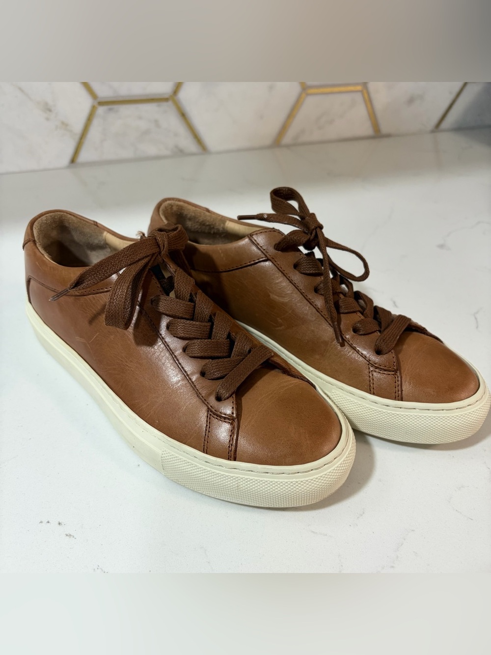 KOIO Capri Tan Brown Italian Leather Sneakers | EU Sz 37 US 7